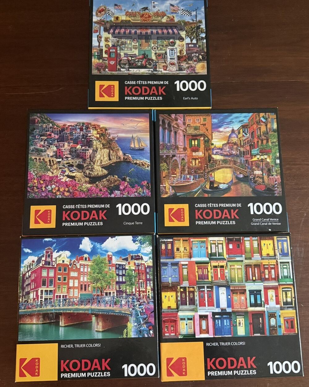 5 KODAK Premium Puzzles 1000 pcs Nice Mix of Landscapes and Items.